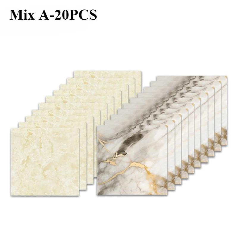 10/20/40PCS Simulated Thick Marble Tile Wall Sticker PVC Waterproof Self-adhesive Living Room Toilet Kitchen Home Floor Sticker