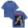 Men Berserk Japanese Anime Graphic T-shirt Vintage Washed Oversized Short Sleeve Top Casual Loose Tees