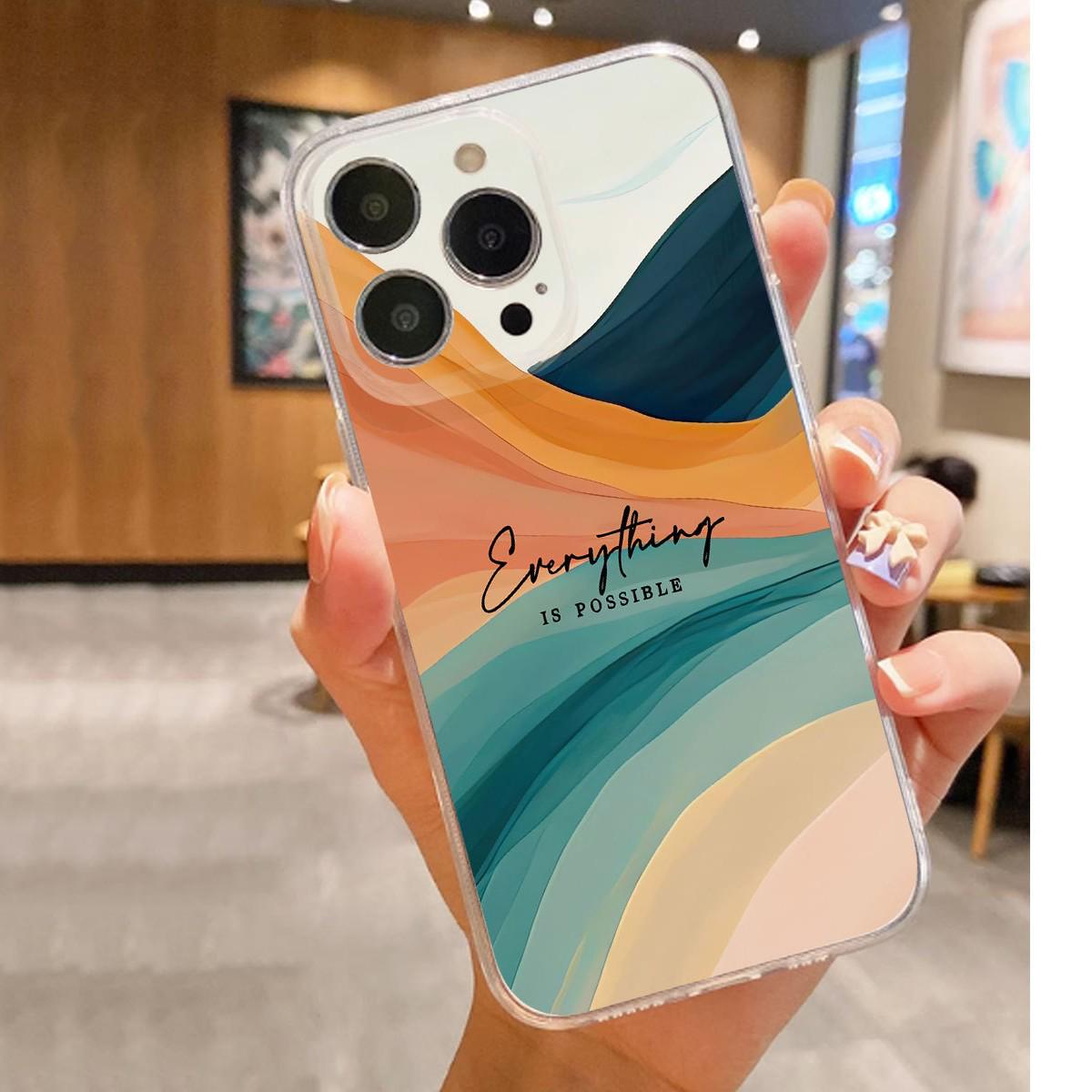 Color Contrast Mountain Anti-Drop Transparent Case for iPhone 14/15/16/17 Pro Max Series iPhone 15 Pro прозрачный