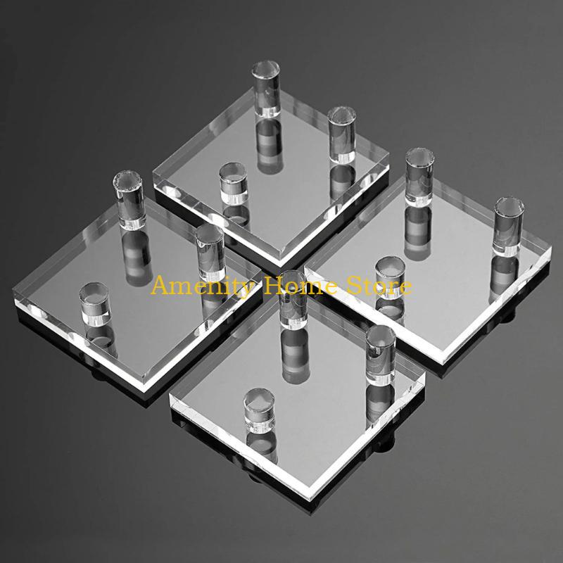 F26C Pack of 4 Acrylic Display Cradle for Artwork and Pottery Minerals Storage Rack Elegant Artifacts Presentation Stand