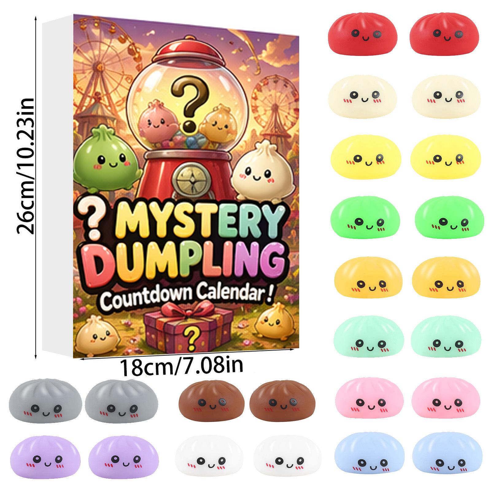

Mystery Dumpling Countdown Calendar 24 PCS Blind Box Set Soft Squeeze Toys Stress Relief Collectible Figures for Kids and Adults One Size