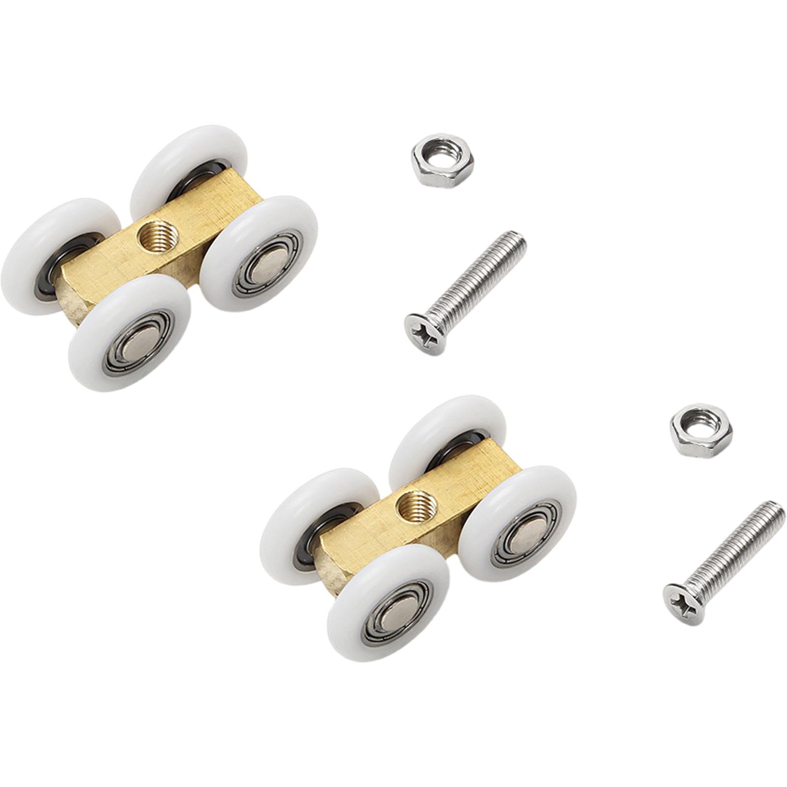 

2Pcs Shower Door Sliding Rollers Stainless Steel Glides Wheel Four Wheel Hanging Pulley Roller for Glass Shower Doors