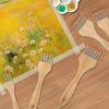 New Wooden Handle Multi Tooth Brush Set, Flat Head, Round Head Artistic Watercolor Acrylic Brush, Multifunctional Painting Brush
