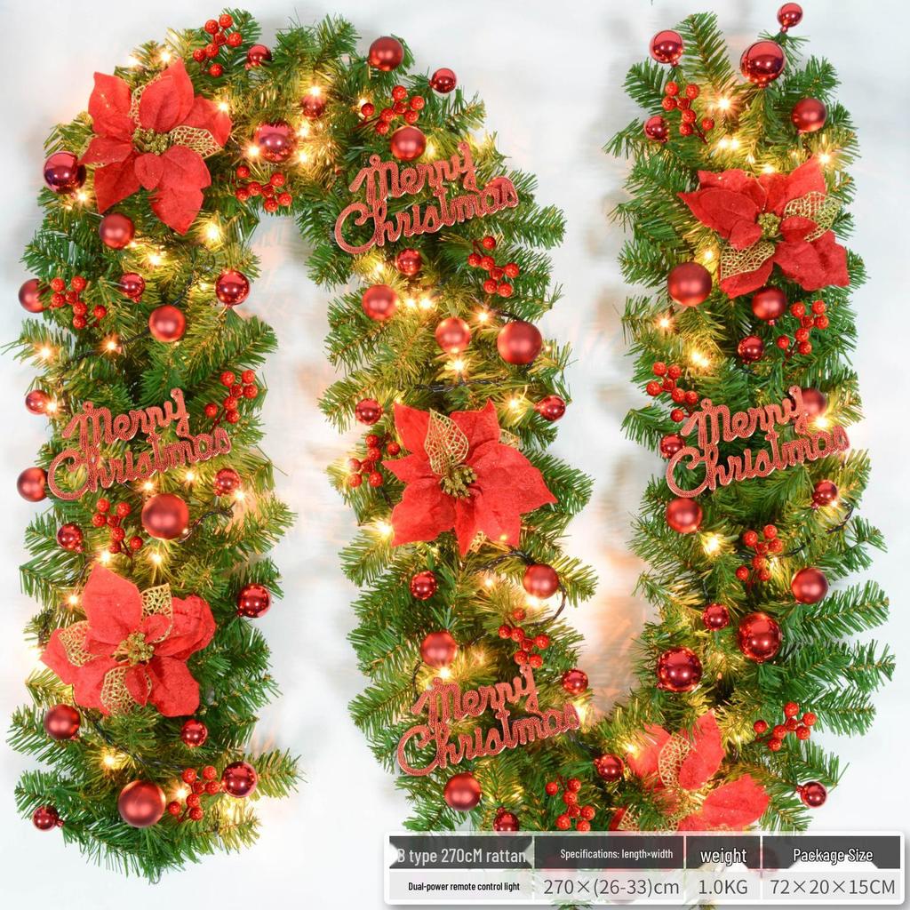 Christmas Glimmer: Garland Set for Tree, Window, and Fireplace with Flocked Leaf Ornaments