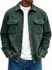 Men's Casual Jacket Turn Down Collar Double Pocket Relaxed Fit Vintage Autumn Outerwear