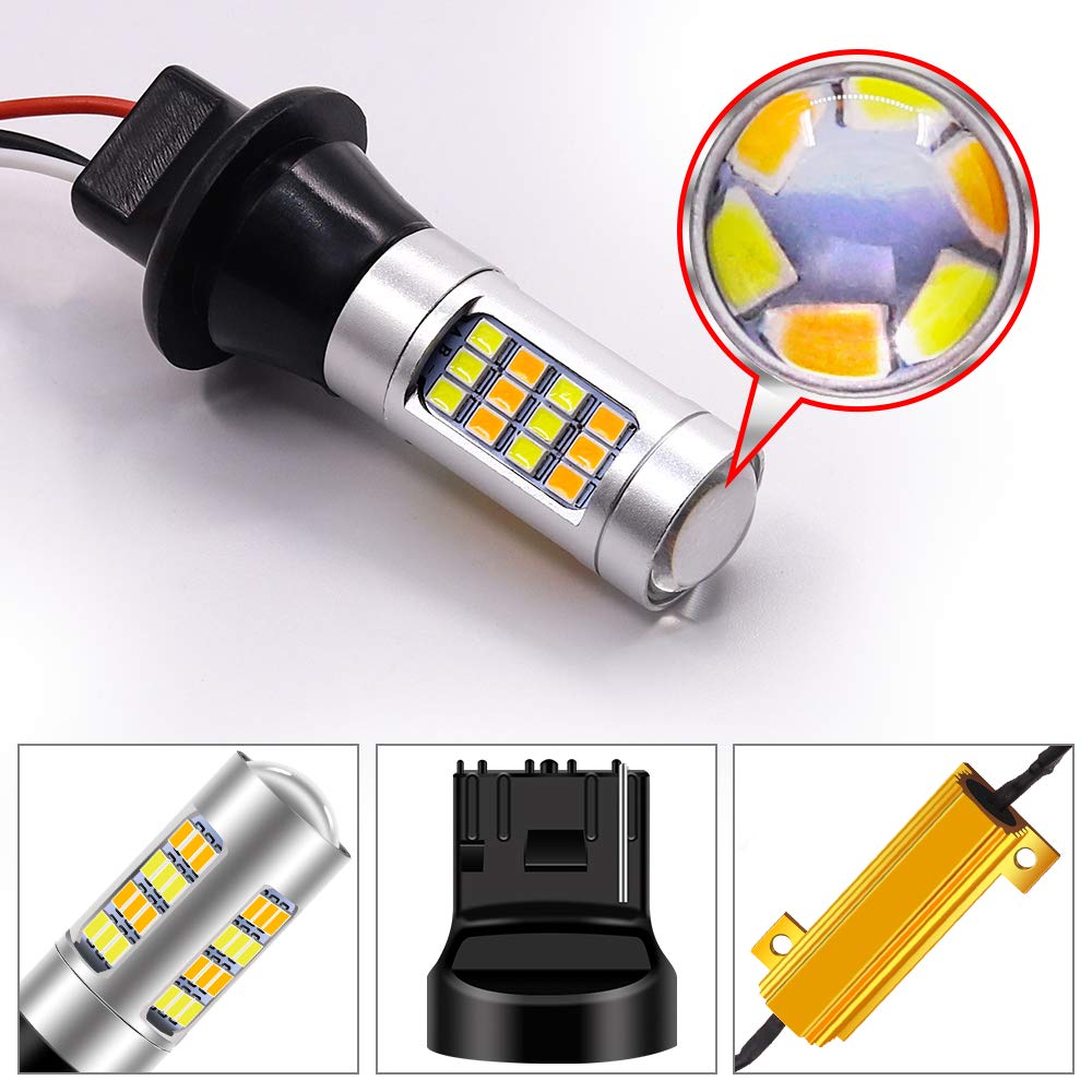 X-STYLE T20 7440 Turn Signal Position Kit, For 12 V Cars, White, Amber, 2-Color