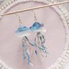 Handmade Elegant Blue Jellyfish Earrings Craft from Acrylic Materials for Casual Outings and Beach Vacations Daily Use