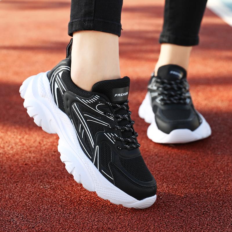 Women's Sports Shoes Thick Bottom Mesh Fashion and Lightweight Increased Large Size Women's Shoes Mens Sneakers