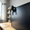 Minimalist Office Workspace Decor Dark Hooded Villain Monitor Figurine, Cool Faceless Hanging Ornament, Creative Climber Statue PLA Desktop