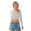 2023 Fit Slim Autumn Sequin Crop Top – Sexy Solid Color Fashion Tee