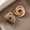Elegant Geometric Hollow Diamond Stud Earrings for Women - Luxury Niche Design