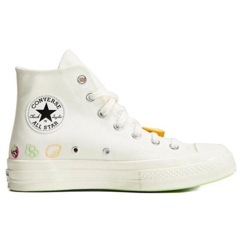 Converse Chuck 70 Fruit Geborduurd Banaan Kant Gesp Hoge Top Canvas Unisex Wit