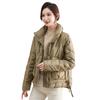Autumn and Winter New Fashion Stand-up Collar Pressed Glue White Duck Down Winter Warm Down Jacket Women's Short Big Pocket Coat