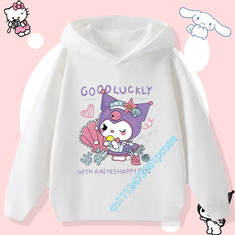 2026 New Kurumi Children's Hooded Sweatshirt Boys' Sport Shirt Girls' Casual Top Sanrio Cartoon Print Fall/Winter Pullover Shirt