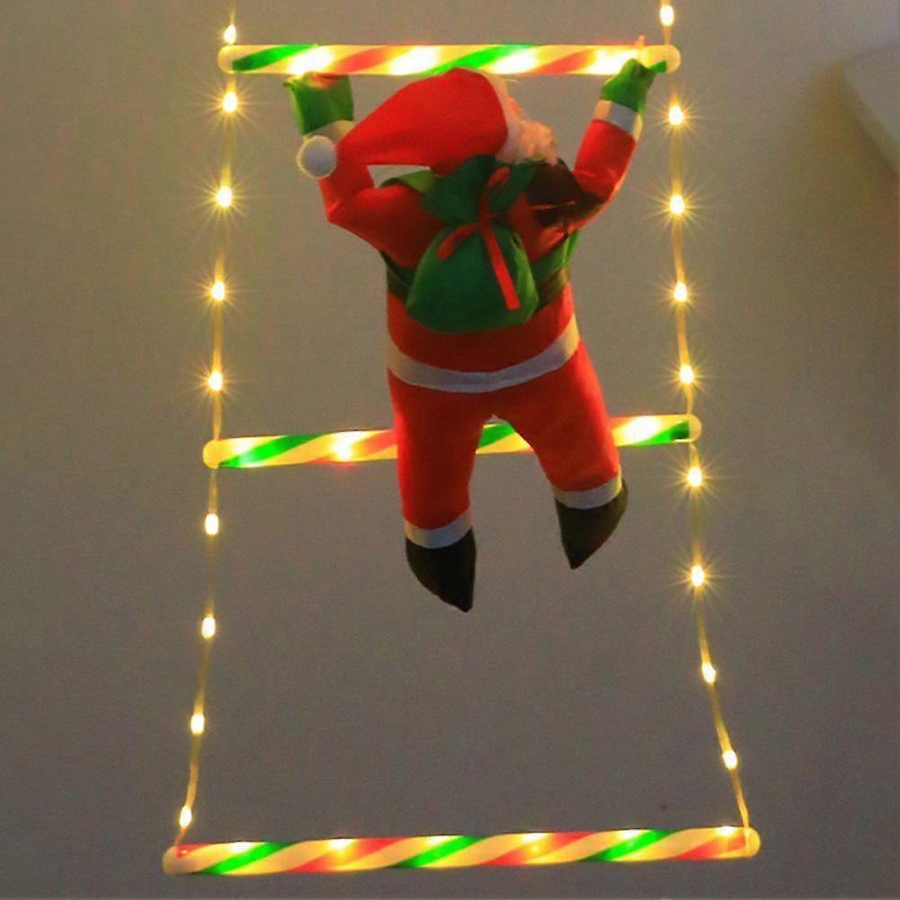 Climbing Ladder Santa Claus LED Lights 8 Modes Lighting Santa Plush Doll Christmas Tree Ornaments