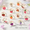 14Pcs/Box Children Cute Adjustable Rings Pretend Play Makeup Toys for Girls Gifts Flower Unicon Alloy Rings Fashion Beauty
