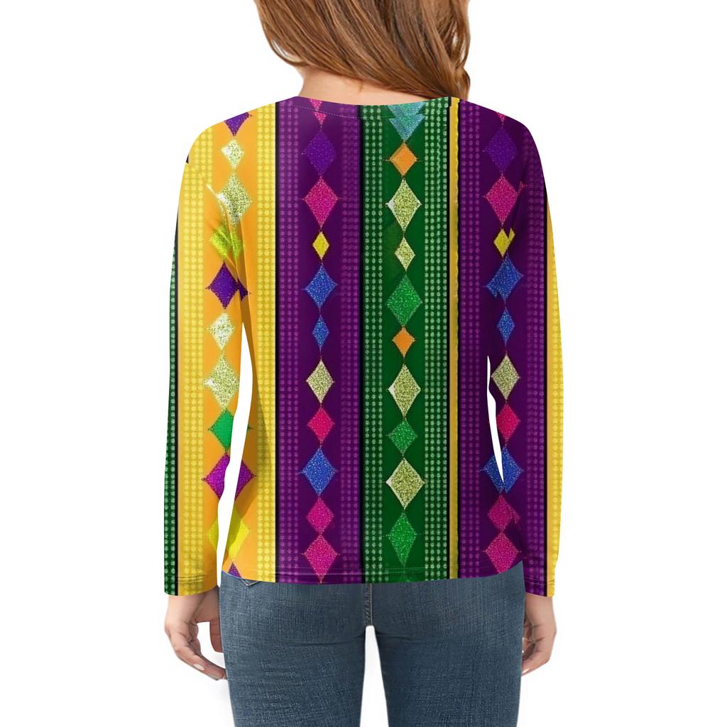 Dívčí trička s dlouhým rukávem Dětské podzimní topy Kulatý výstřih Potištěná základní trička