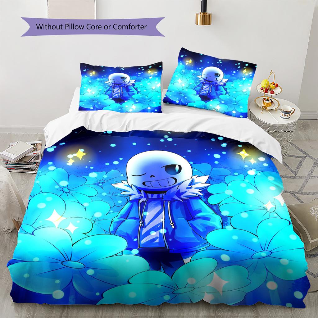 Sans  Pattern Bedding Quilt Set  Home Decoration  Gift (1 * duvet cover + 2 * pillowcase  without core)