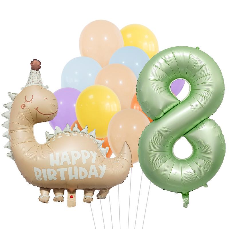 40 Inch Olive Green Digital Retro Matte Small Dinosaur Aluminum Film Balloon Package Birthday Party Atmosphere Decoration