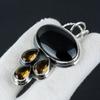 Black Onyx, Honey Topaz Gemstone Silver Pendant, 925 Sterling Silver Jewelry Pendant, Natural Black Onyx Pendant For Women Pendant For Her