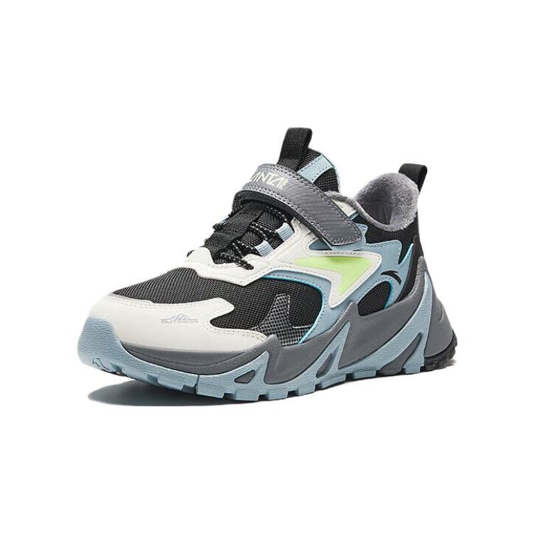 Anta Kids Velcro Non-Slip Warm Casual Shoes Kids Shoes Blue Gray 312346920-2