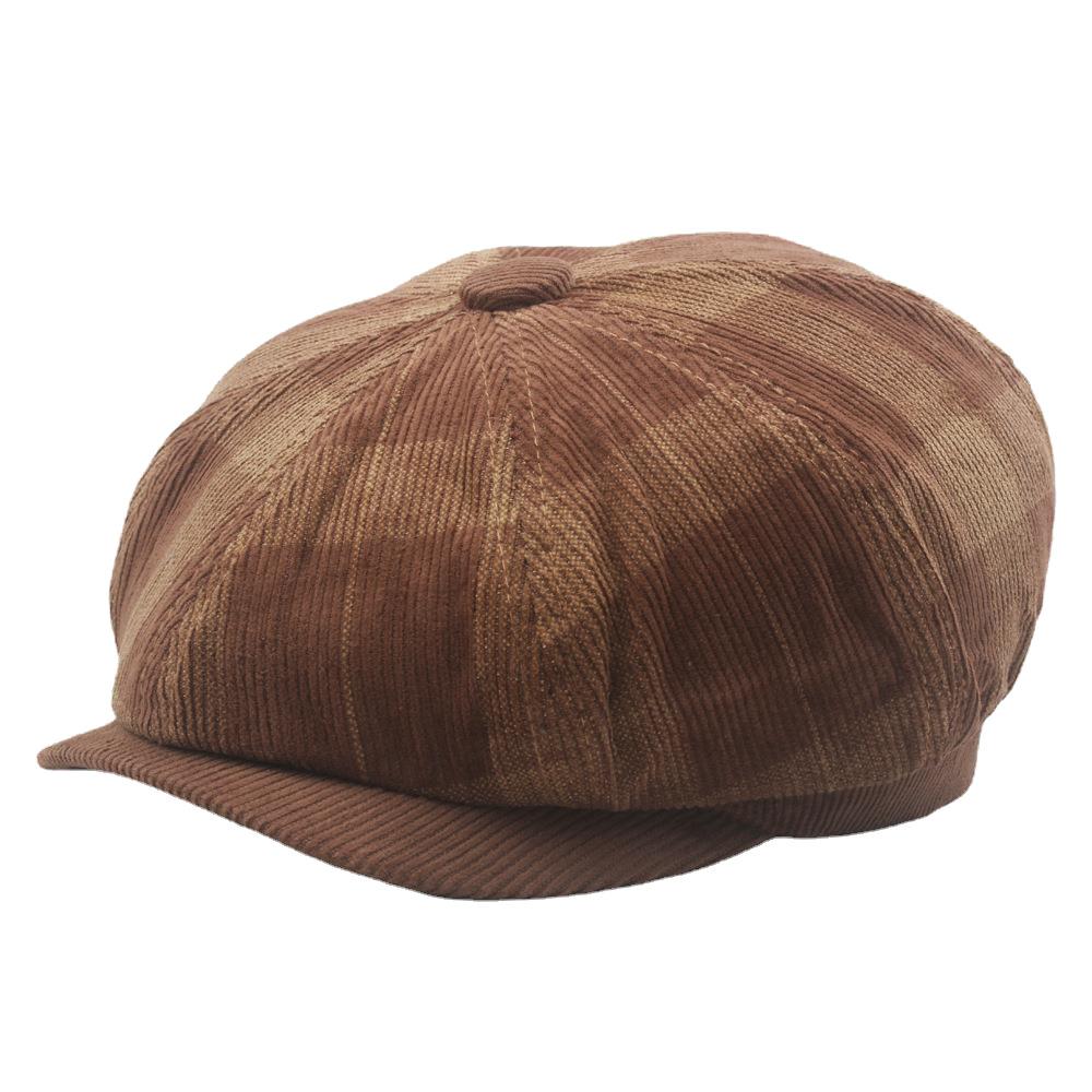 Autumn Winter Octagonal Cap Plaid Beret Female Painter's Cap British Newsboy Cap