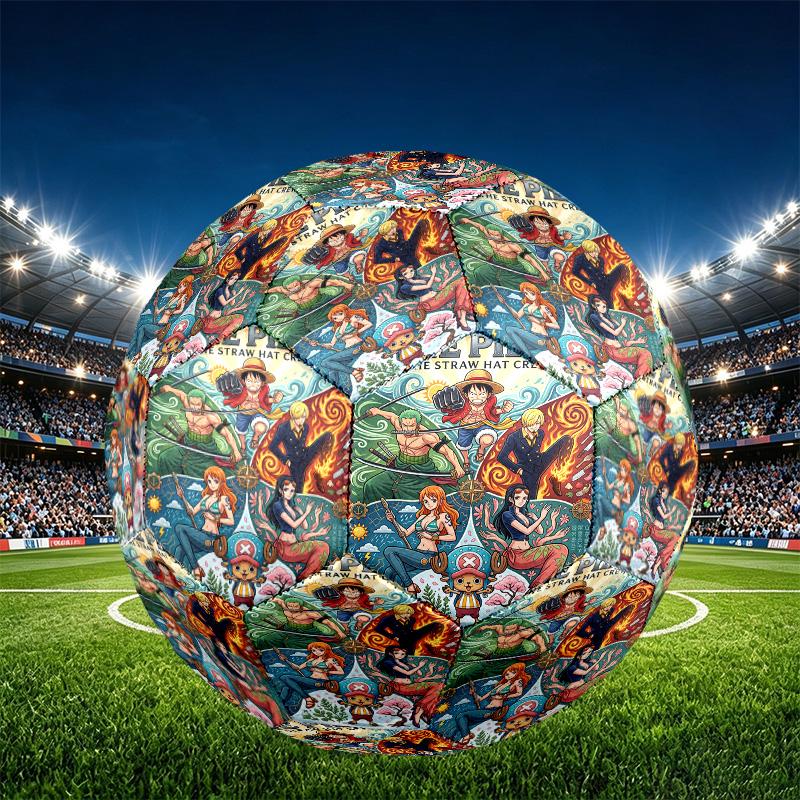 One Piece Print Size 5 Soccer Ball, PU Wear Resistant Football for Match Training and Daily Practice, Birthday Gift for Soccer Fans