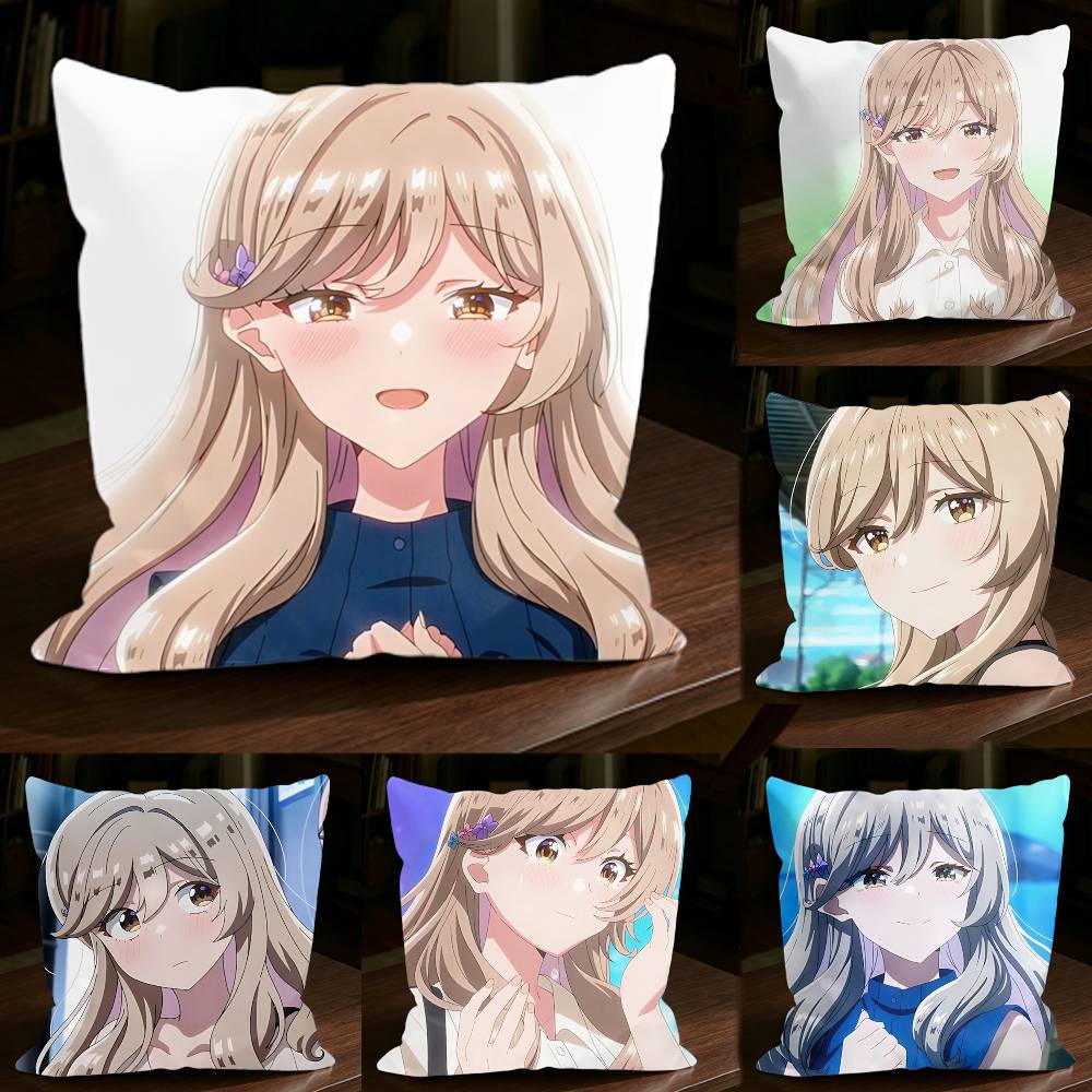 Campus Angel Sena Ajisai Watanare Square Sofa Pillow Cover Solid Color Living Room Home Decor Cushion Case