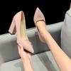 Large size high heels women's autumn new sexy thick heel pointed single shoes shallow mouth patent leather one pedal