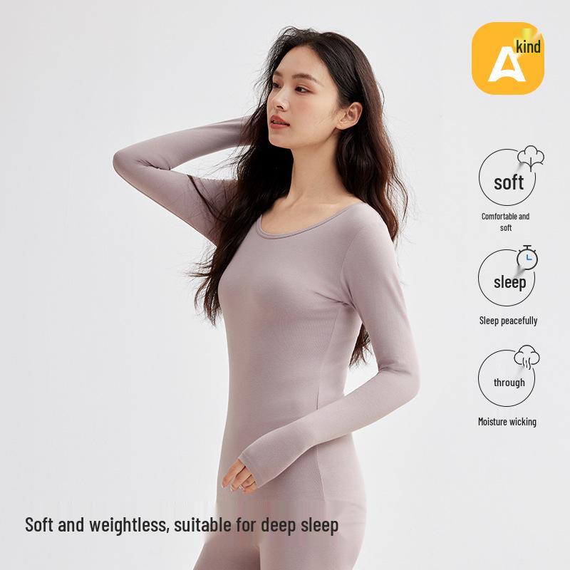 190g Warm Autumn/Winter Pure Cotton Base Layer: Men's & Women's Round Neck Pullover and Trousers Set