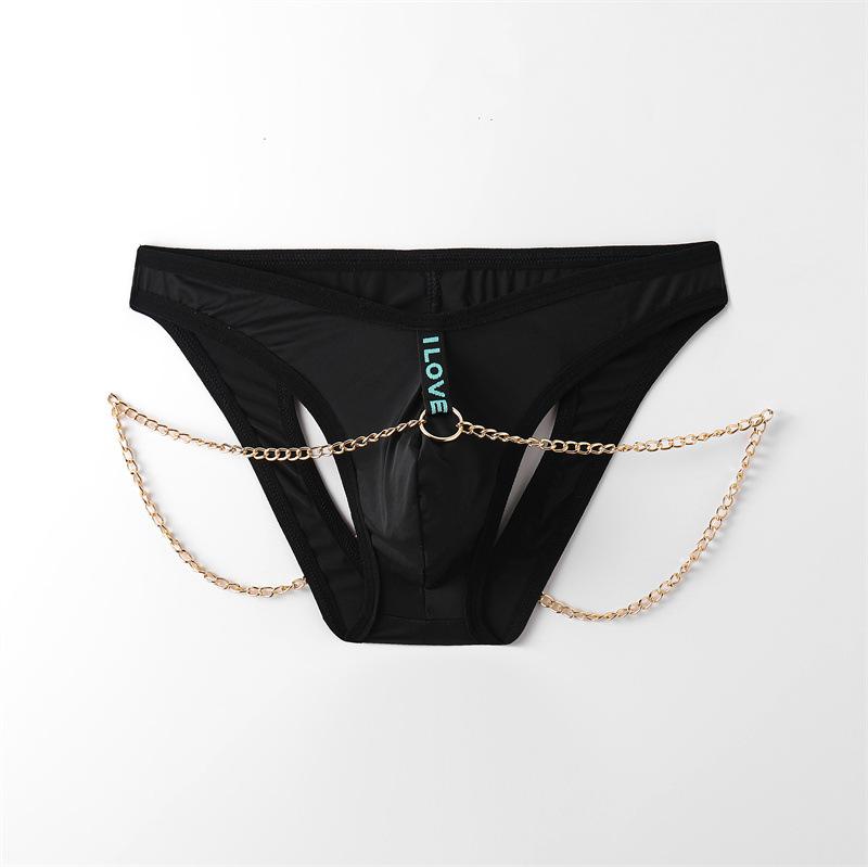 Men's Men's Lingerie Sexy Panties Flirting Products Butt Hollow Chain Design Three-character Pants