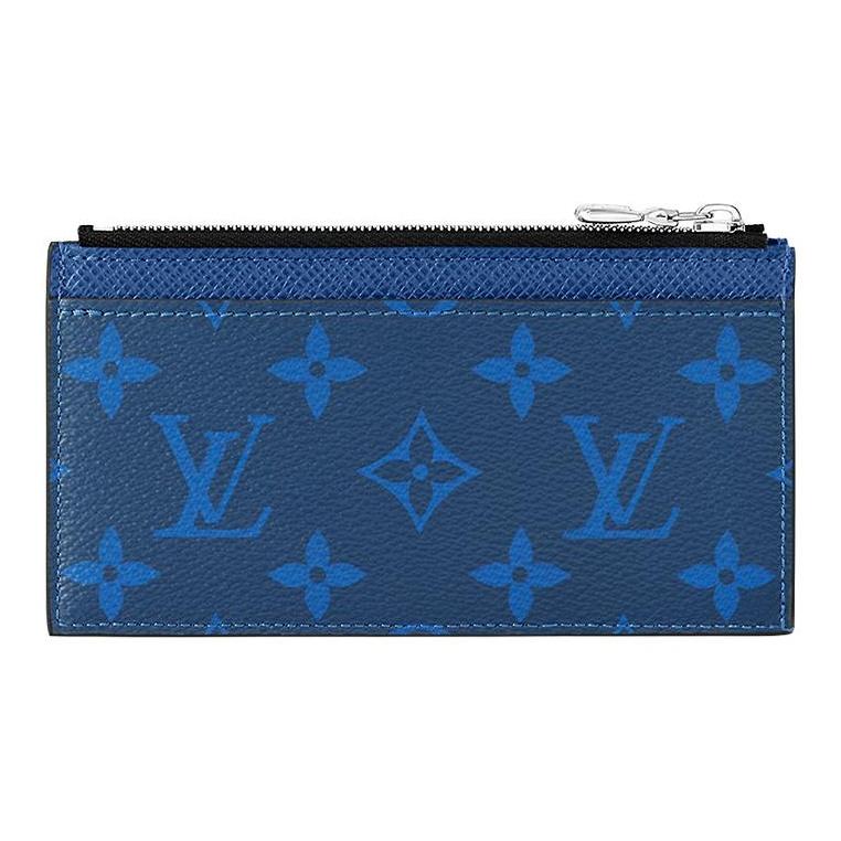 Louis Vuitton Coin Classic Monogram Pacific Coated Canvas Card Holder Men Wallets Blue M30270
