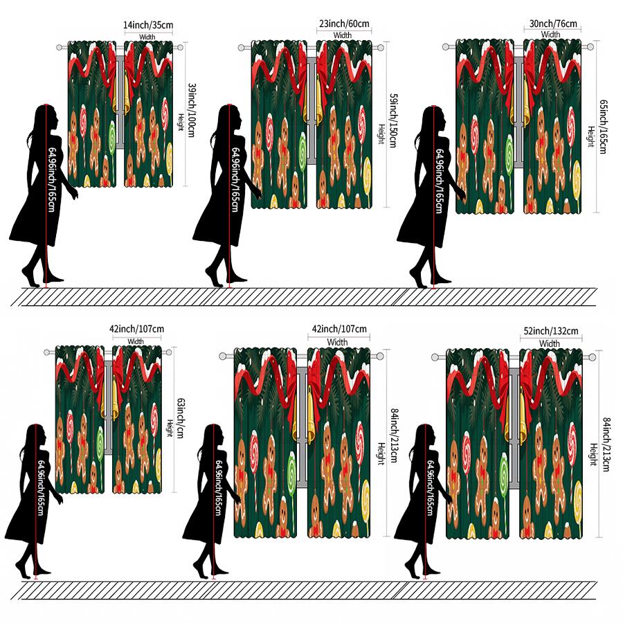 Christmas Gingerbread Man Printed Curtains Pole Bag Decorations Daily Home Room Made Of Polyester