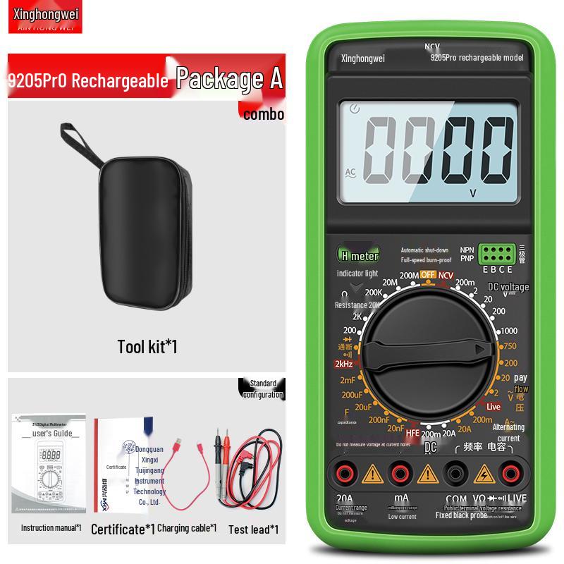 High-Precision DT9205 Digital Multimeter with Anti-Burn Protection for Electricians