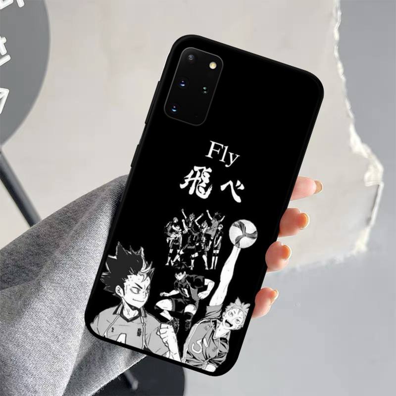 Anime Schwarz Haikyuu Volleyball Telefon Fall für Samsung S21 S10 Lite S20 Ultra S9 S8 Plus S7 S6 rand S5 abdeckung