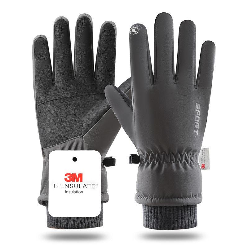 

Winter Unisex Snowboard Ski Gloves Pu Leather Non-Slip Touch Screen Waterproof Motorcycle Cycling Fleece Warm Snow Gloves XL