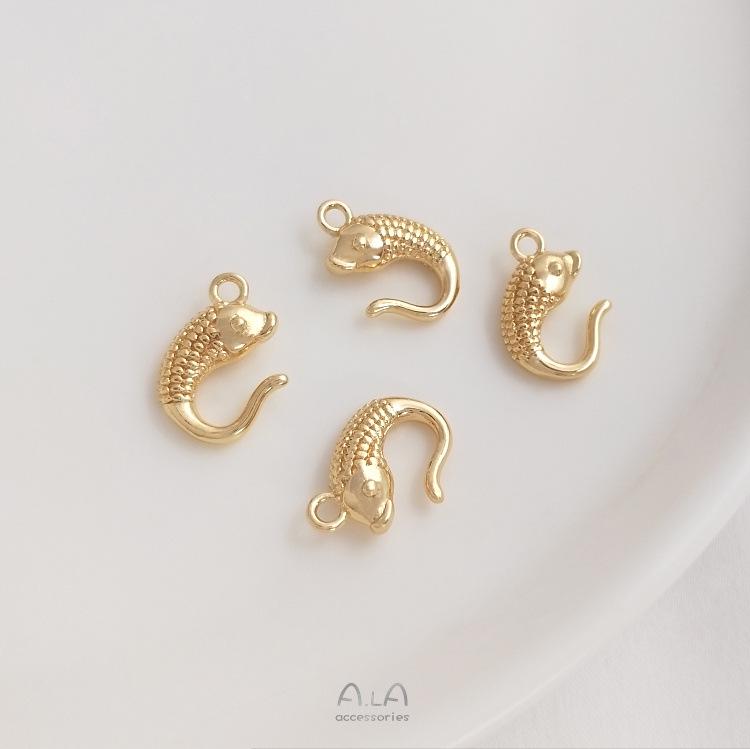 

14K Gold-Filled Fish-Shaped Color-Preserving Clasp Pendant for DIY Necklaces