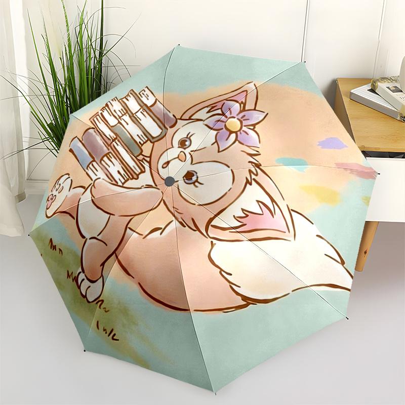 

1pc Disney LinaBell with Books Cartoon Umbrella, Portable 3-Fold Compact Umbrella, Suitable for Camping, Hiking and Travel, Ideal Easter Bir