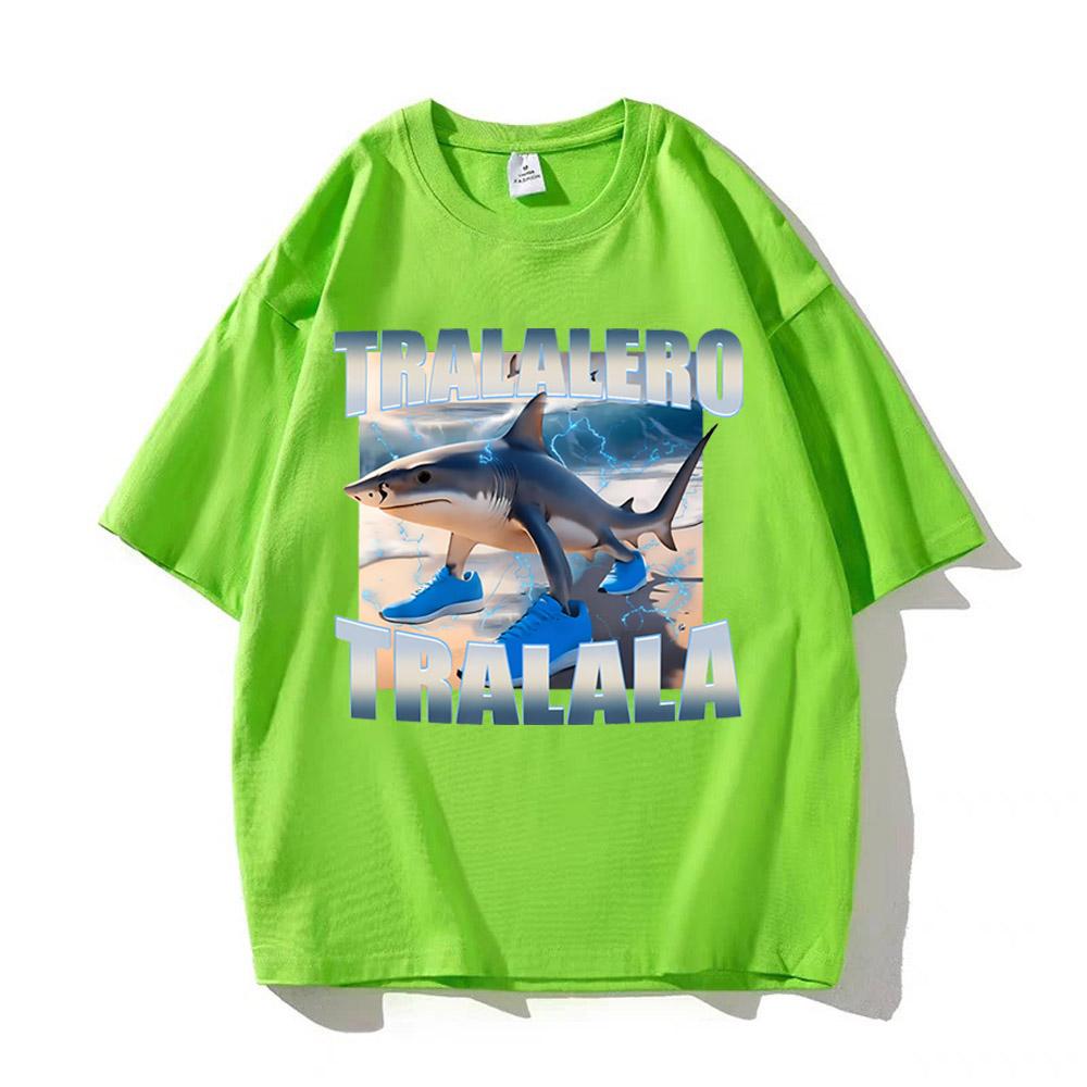 Tralalero Tralala Bootleg Brainrot Italian Brainrot Meme T-Shirt Funny Shark Graphic High Quality Cotton Short Sleeve T Shirt