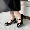 Women Mary Janes Shoes Luxury Party Women High Heels Designer British Style Lolita Shoe Elegant Thick Heel Women Shoes Sandalias