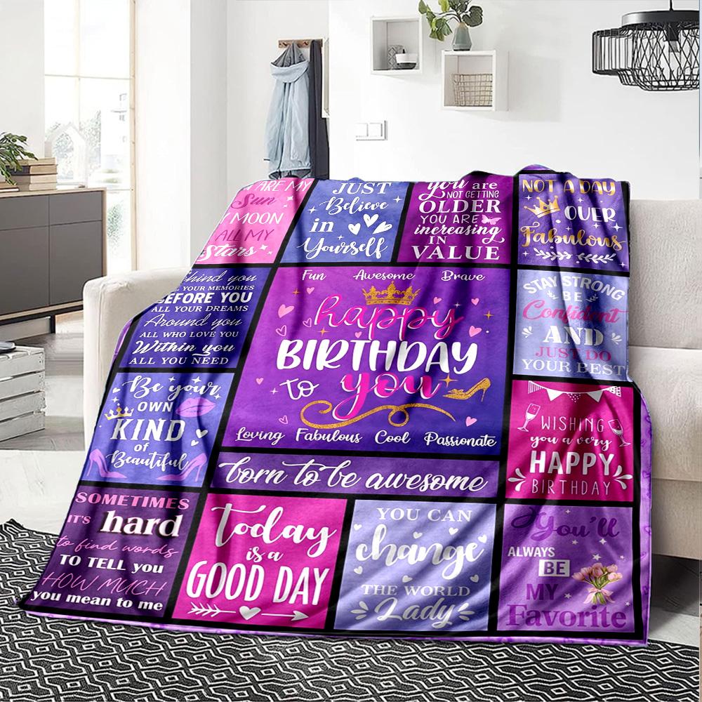 Happy Birthday Celebration Multi-purpose Blanket Comfortable ure Suitable for Sofa Couch Office Bed Seasons Universal Warmthful Friends Y32