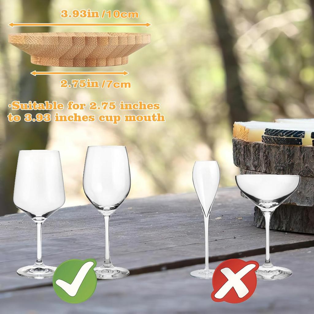 1/2/4Pcs Wine Glass Charcuterie Topper Bamboo Wine Glass Charcuterie Board Topper Wine Glass Topper Appetizer Plates for Party