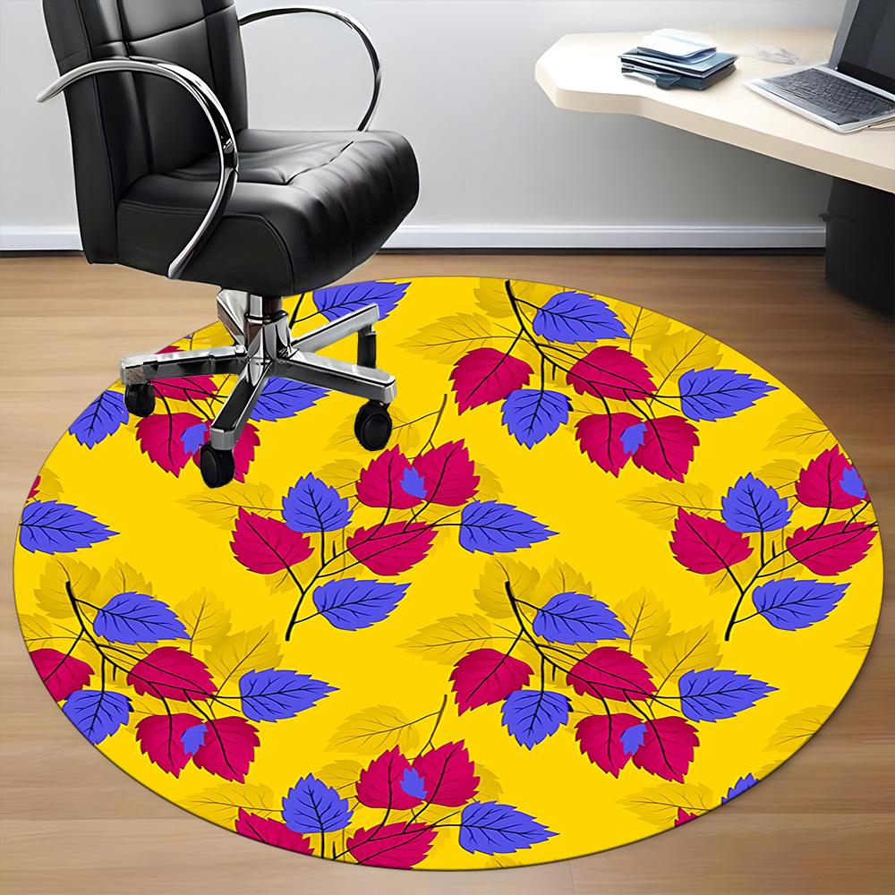 

1pc Autumn Leaves Pattern Office Round Rug, Non-slip, Soft and Durable Office Rug for Interior Decoration, Perfect for Office, Beautiful Decoration yy 80cm by 80cm