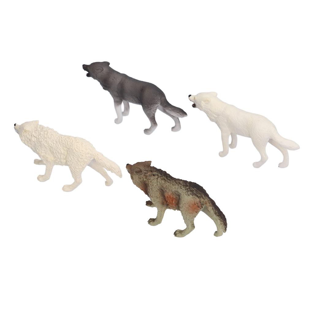 4pcs Wolf Toy Figurines Hand Made High Simulation Animal Action Figures Playsets for Collection