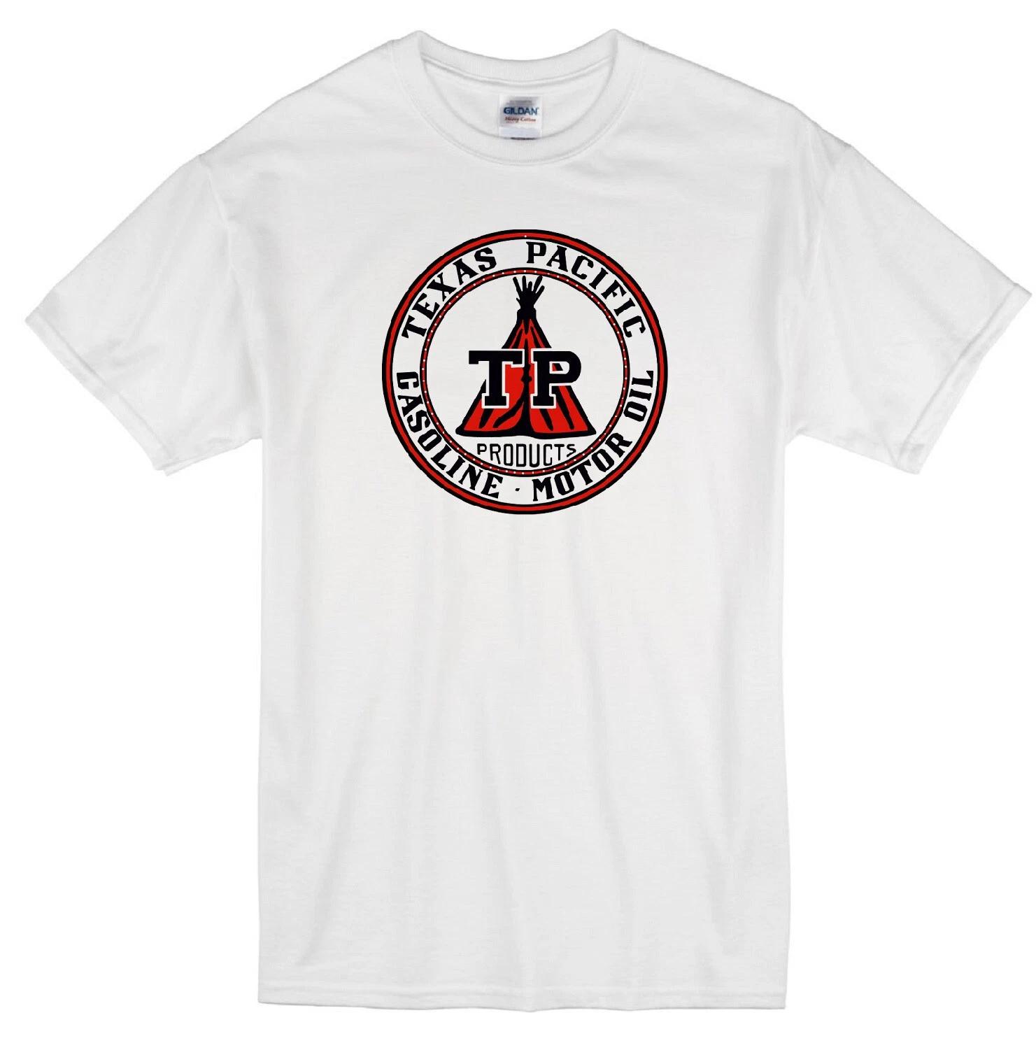 TEXAS PACIFIC MOTOR OIL GASOLINE INDIAN TEEPEE TP RETRO LOGO WHITE T-shirt 3XL