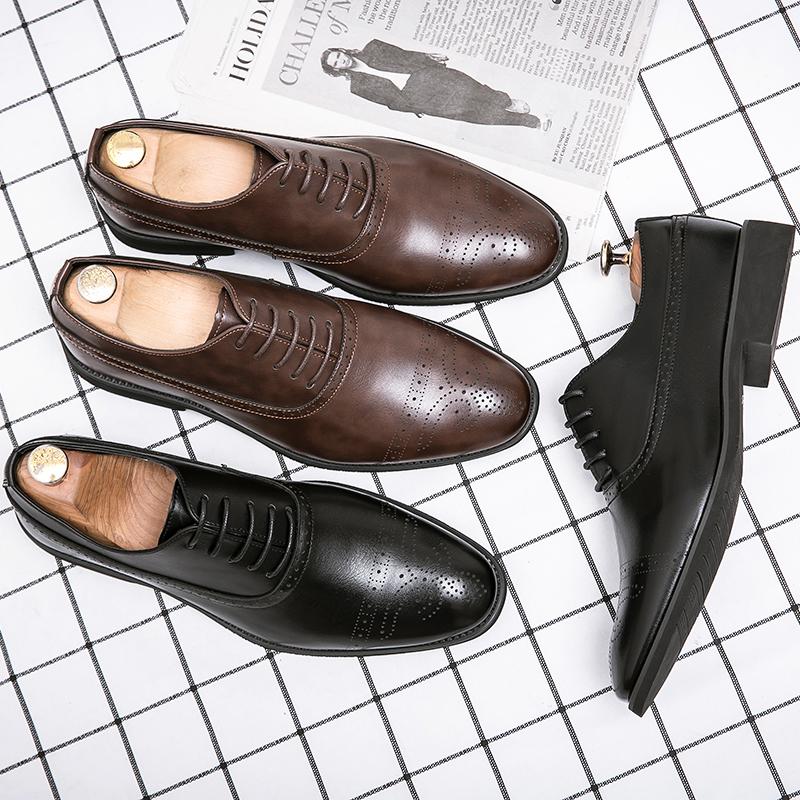 Fashion Business Fashion Dress Shoes Men Shoes Black Brown Lace Up Business Office Block Shoes Luxury Social Shoes Size 38-48 Men Shoes