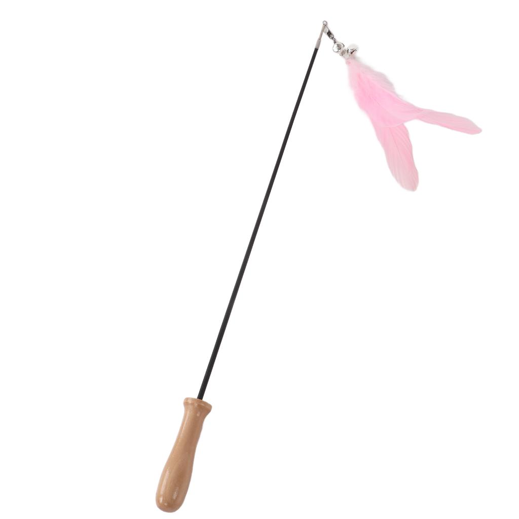 Lustiger Katzenstab Einziehbarer Federglöckchen Lustiger Katzenstab mit Holzstiel für WohnungskatzenPink