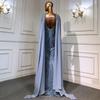 New light luxury bead feather split fork fish tail floating sleeve elegant niche banquet host evening dress LA11181A