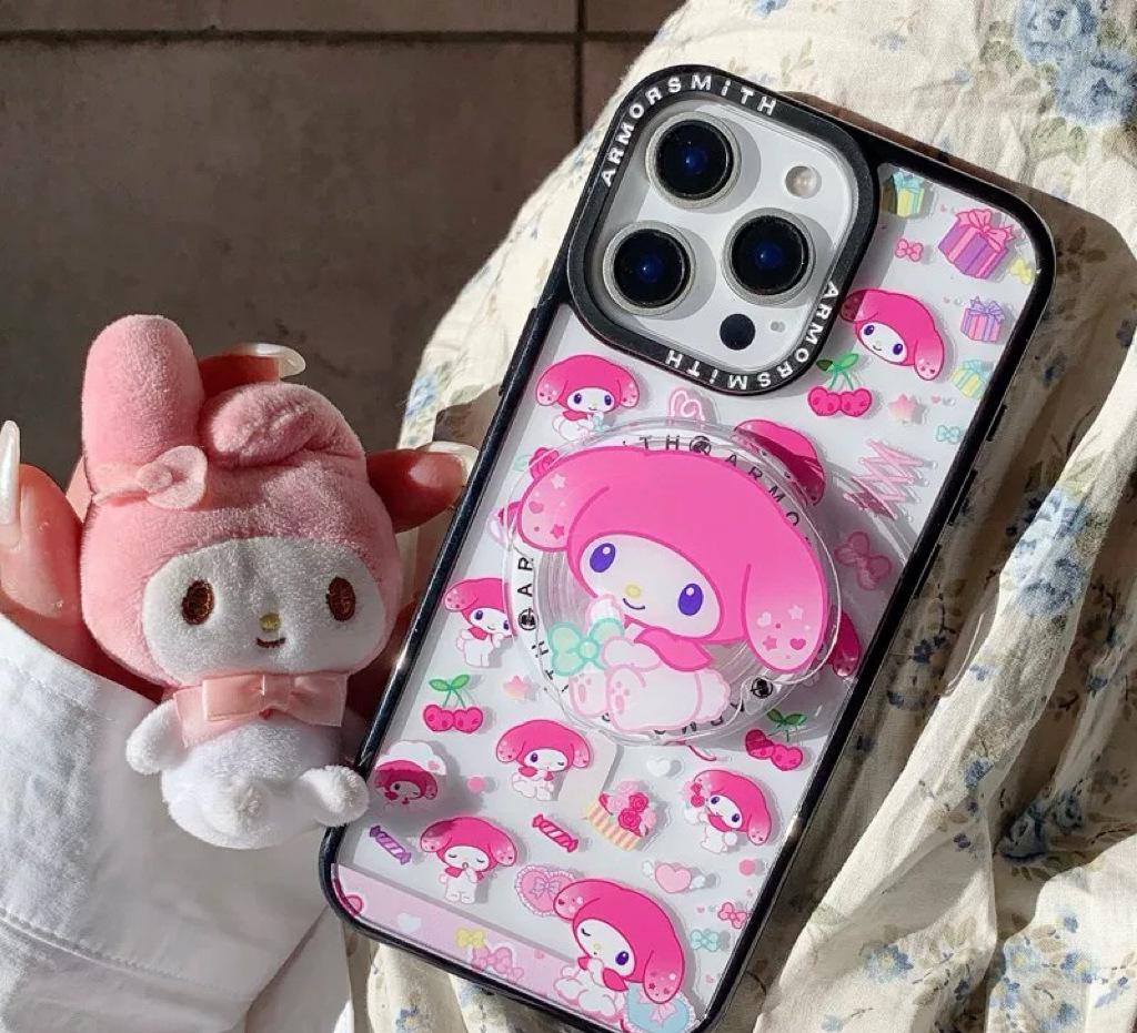 Kuromi Cartoon Melody MagSafe-Compatible Magnetic Stand with Super Strong Adsorption and Retractable Airbag Design for Desktop Use