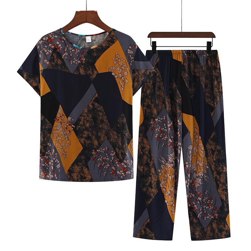 Summer Women's Cotton Pajamas Women's Thin Short Sleeve Set Plus Size Women's Loungewear Can Be Breathable and Antibacterial Sleepwear